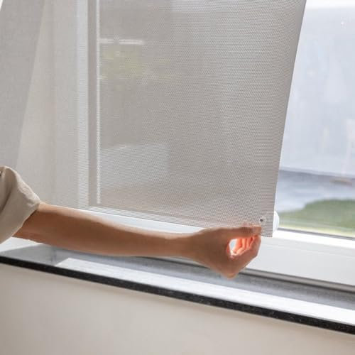 Simple Fix Sonnenschutz Fenster 55x78 cm, Sonnenschirm Innen, Dachfenster Verdunkelung ohne Bohren, Sonnenschutz mit Saugnäpfe