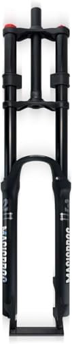DECAKE Fourche à Suspension pour VTT de Descente 26, 27,5 et 29 Pouces, Double épaulement, Fourche pneumatique, Frein à Disque 1-1/8, Fourche Droite, débattement de 9 mm, Rebond réglable