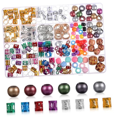 TOGEVAL 278 Haarschmuck für Zöpfe Flexibles Zubehör mit Haarperlen Spiral Clips und Ringen für Dreadlocks für und Männer für Feiern und Festivals