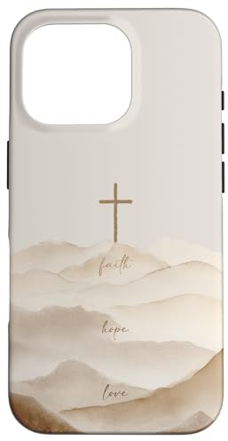 Christian Cross Faith Hope Love Bible Verse Aesthetic Case for iPhone 16 Pro