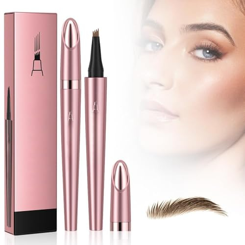 2 Stück Microblading Augenbrauenstifte, Upgraded 3D Augenbrauenstifte Wasserfest, Langlebig, Natürlich, Feiner, ein Magischer Eyebrow Pencil Kann Leicht Natürliche Augenbrauen (Dunkelbraun(2 Stück))