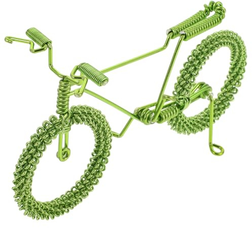 VINTORKY Miniature Bicycle Model Craft Green Aluminum Wire Bike Ornament Small Desk Decoration for DIY Art and Home Display