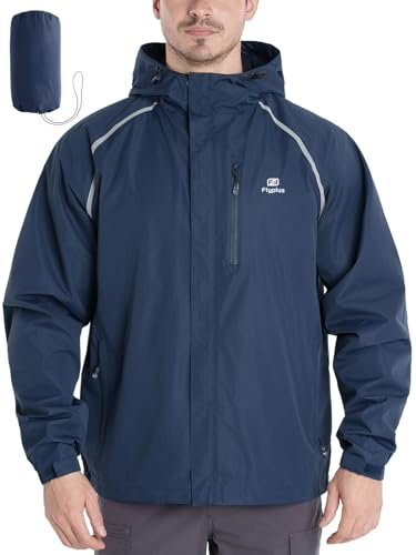 Flyplus Veste de pluie imperméable et pliable pour homme avec pochette de transport