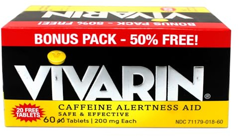Vivarin Caffeine Pills 200mg Caffeine per Dose, Safe and Effective, Helps You Stay Awake, Energy Supplement, 60 Tablets