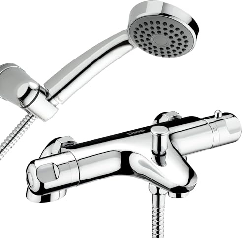 Deva DYN106 Dynamic Pillar Mounted Thermostatic Bath Shower Mixer Tap with Chrome Finish