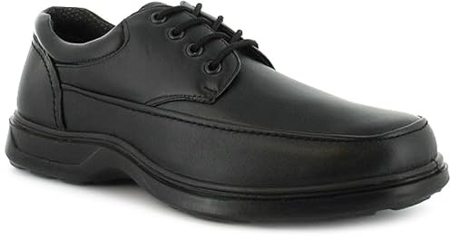 Comfisole Freddy Mens Smart Shoes - Everyday Black School Shoe & Work Shoe with Lace-Up Fastening. Comfy Casual Lightweight Wide Fit Shoes for Men UK
