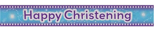 Happy Christening Blue Holographic Banner 2.7m