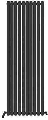iBathUK Strata Tall Vertical Radiator, Single Oval Panel Radiators, 1800x480mm Slim Radiator, Wall Mounted for Bathroom,Kitchen,Living Room - Anthracite