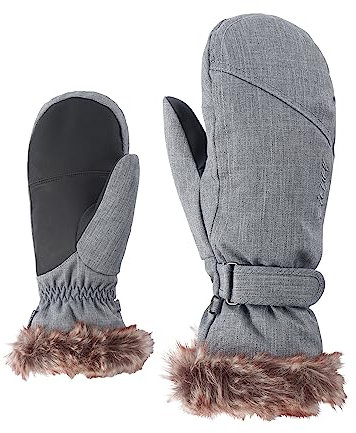 Ziener Damen KEM MITTEN lady glove Ski-handschuhe / Wintersport |warm, atmungsaktiv, grau (grey melange), 7