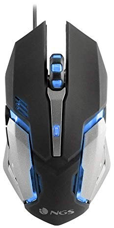 NGS GMX-100 Ratón Gaming con Cable USB, Ratón Óptico 800/1200/1600/2400dpi con Luces LED de 7 Colores
