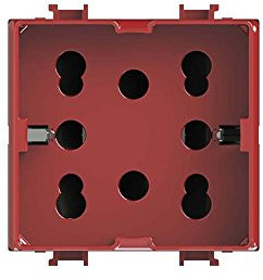 4Box 4B.AMR.H21 Presa Multistandard 1 Schuko o 2 Bipasso Compatibile con Bticino Matix, 250 V, Rosso