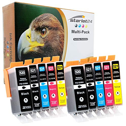 10x Druckerpatronen kompatibel zu PGI-520 CLI-521 Canon PIXMA iP-3600, iP-4600, iP-4700, MP-540, MP-550, MP-560, MP-620, MP-630, MP-640, MP-980, MP-990, MX860, MX870