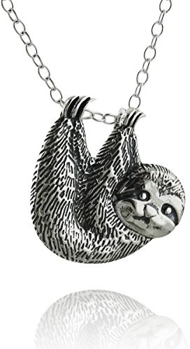 FashionJunkie4Life Sterling Silber Faultier Charm Anhänger Halskette für Frauen
