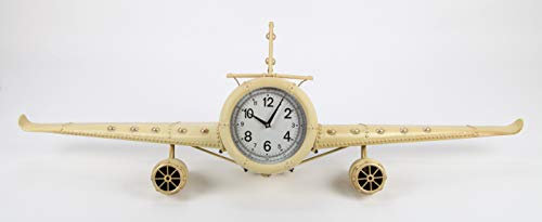 point home Design-Wanduhr Flugzeug aus Metall, Retro, weiß, 46cm