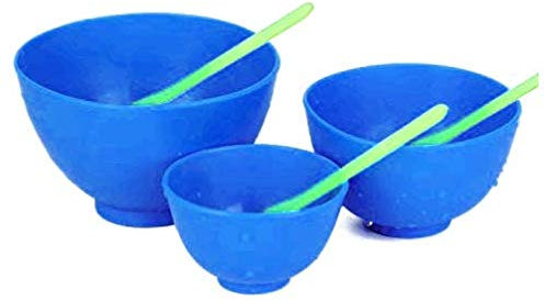 BONEW 3PCS Flexible Rubber Mixing Bowl +3 Spatulas Dental PVC Rubber Mixing Bowl for Alginate and Plaster Materials