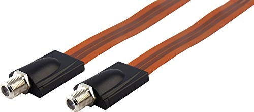 SCHWAIGER 5361 Fensterdurchführung SAT-Kabel Koaxial-Kabel Flachbandkabel SAT-Verbinder F-Stecker Verbinder für Fenster Türen F-Kupplung 44cm orange ultra-flach