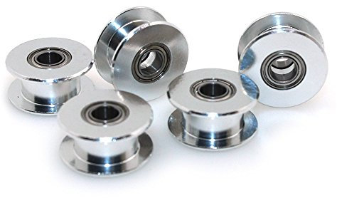 ICQUANZX GT2 Umlenkrolle 20 Zahnlos 5mm Bohrung 6mm Breite Zahnscheibe Aluminium für 3D Drucker (Packung mit 5 Stück)