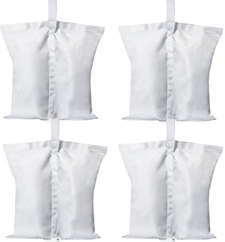 ABCCANOPY Confezione da 4 sacchi di sabbia per gazebo, resistenti e di grado industriale, con doppia cucitura, pesi per gambe per gazebo pop-up, ombrelloni, mobili da esterno (bianco)