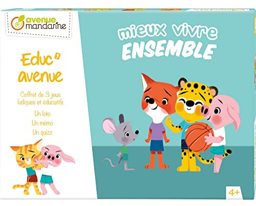 MY MANDARINE JE523C - Lernspiel Educ'Avenue, 3 pädagögische Spiele, ab 4 Jahren, Besser gemeinsam leben (nur auf Französisch), 1 Box