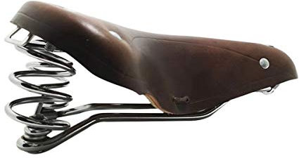 TentHome Vintage Fahrradsattel Touren-City-Sattel Bequem Komfort Leder Fahrradsitz mit Federn Nieten für Damen Herren (Kaffee)