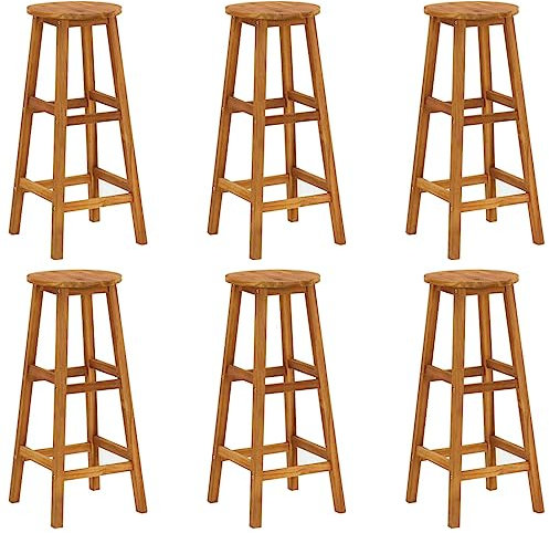 vidaXL 6X Akazienholz Massiv Barhocker Barstuhl Tresenhocker Hocker Küchenhocker Gartenstuhl Garten Gartenmöbel Tresenstuhl Thekenstuhl