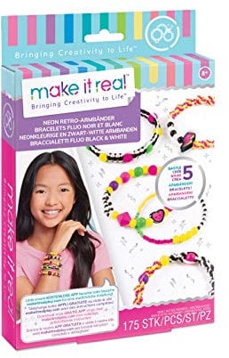 Make It Real Neon Retro-Armbänder, Bastelset, DIY Schmuckset, Schmuck selber basteln, Kreativ-Kit für Kinder