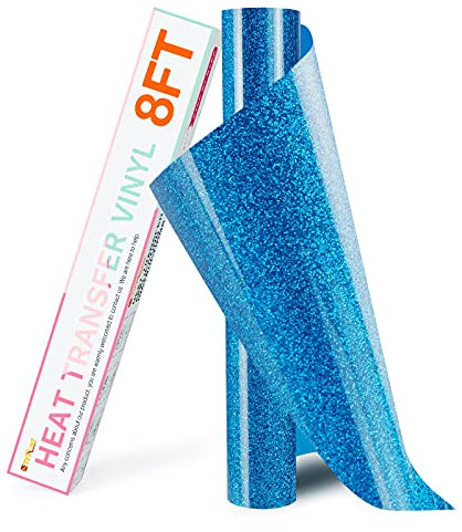 HTVRONT Blue Glitter HTV Heat Transfer Vinyl Rolls - 10 x 8ft Glitter HTV Vinyl for Shirts, Easy to Cut & Weed for Heat Vinyl Design (Sky Blue)