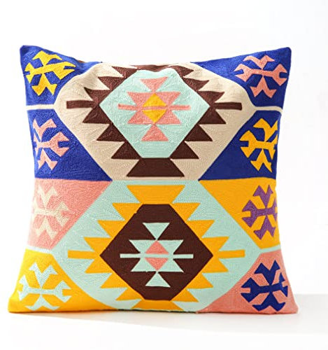 Nunubee Moderner bunter bestickter Kissenbezug Kissenbezug geometrisches dekoratives Schlafsofa 45 * 45cm