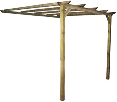 Pergolato Pergola copertura in legno a parete in legno impregnato L 300 x P 280 x H 240 cm