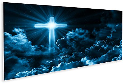 islandburner Bild auf Leinwand Kreuz in Wolke christliche Religion Jesus Christus Kirche Bilder Wandbilder Poster