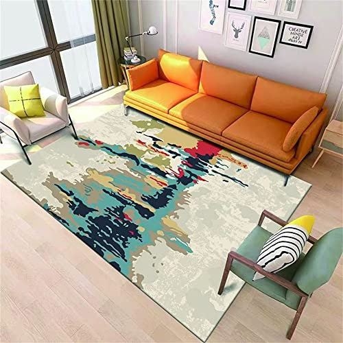 RUGMRZ Alfombras Baratas 120x160cm Alfombras Salon Baratas Diseño de Pintura de Tinta Verde Tela de Lana cómoda Baja Sola Antideslizante Alfombra Pelo Corto Salon