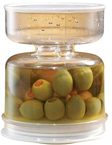 TANGLI Tarro para Encurtidos, Pequeño Tarro de Separación Seco-Húmedo para Encurtidos Y Aceitunas con Colador, Tarro Acrílico para Encurtidos Recipiente de Reloj de Arena para Kimchi