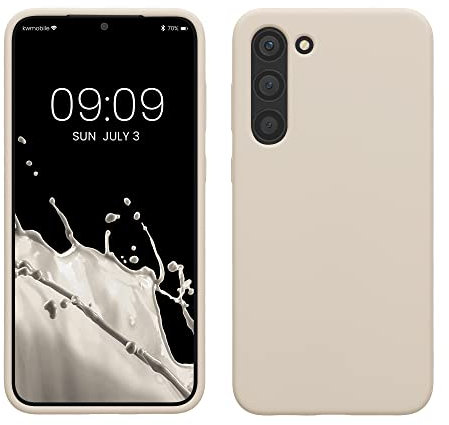 kwmobile Hülle kompatibel mit Samsung Galaxy S23 Plus Hülle - dünnes Silikon Handy S23 Plus Case - stoßfeste Handyhülle weiche Oberfläche - Kabelloses Laden - Creme matt