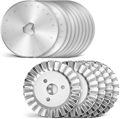 15 tlg. Washati 45 mm Rollschneiderklingen Set: 10 Rundklingen + 5 Zackenklingen für Stoffschneider