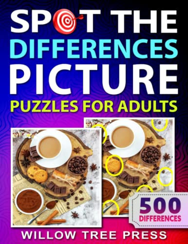 Spot The Difference Picture Puzzles Book For Adults: 50 Premium Picture Puzzles - 10 Differences Each - 8.5 x 11 Inches Large Size