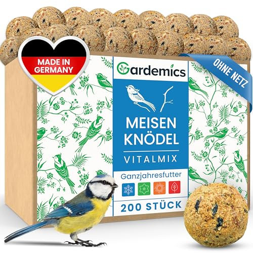 Gardemics Meisenknödel ohne Netz für Wildvögel, Vogelknödel [200 Stück] 18 kg Wildvogelfutter für Artenvielfalt im Garten | Ganzjahresfutter