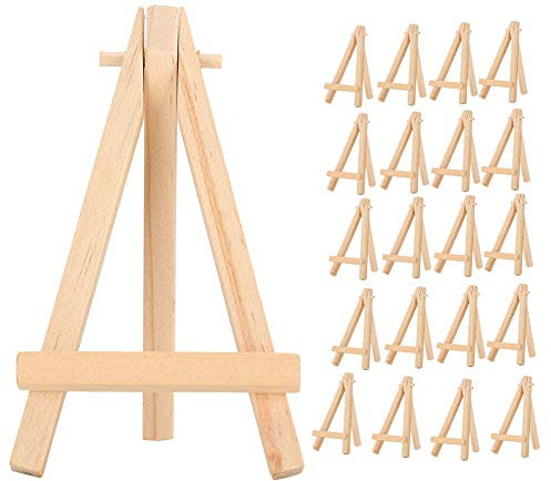 Paquete de 20 Caballetes de Madera para Artistas, Mini Caballetes de Pintura, Soporte de Póster de Madera, Soporte de Fotos Reutilizable, Soporte de Trípode de Exhibición de