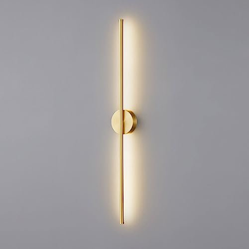 Applique murale linéaire moderne en laiton brossé, abat-jour en acrylique, luminaire mural minimaliste en cuivre, luminaire de salle de bains en laiton antique, applique câblée pour couloir de chambre