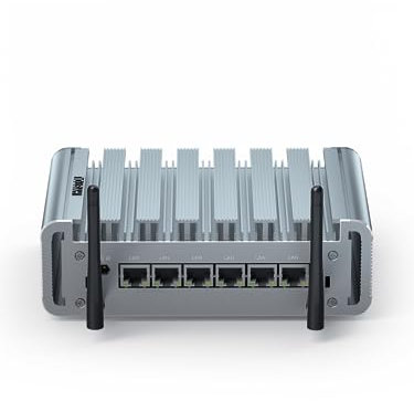 HYSTOU Firewall Mini PC, Firewall Router, J4125 Mini PC lüfterloser, OPNsense Handware, 2,5GbE Industrie Mini PC Server, VPN, AES-NI, kompatibel mit pf-Sense/OPNsense, RS232 COM (8GB Ram/128GB SSD)