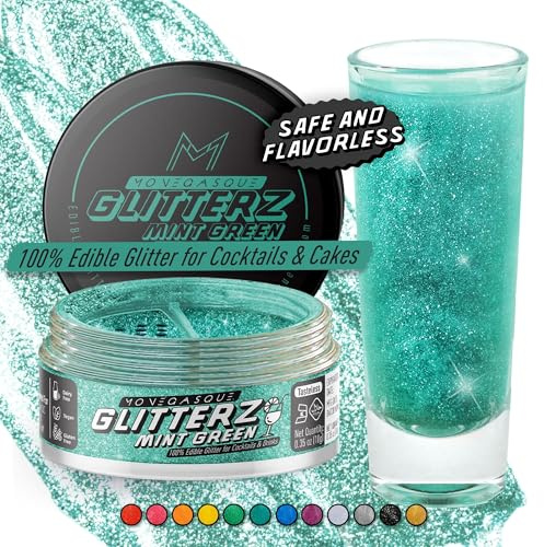 MONÉGASQUE Mint Green Edible Glitter for Drinks & Cakes, 10g | Beverage Shimmer, Sparkle Powder, for Cupcakes, Cookies & Fondant, Cupcake & Dessert Decorating, Vegan, Gluten-Free
