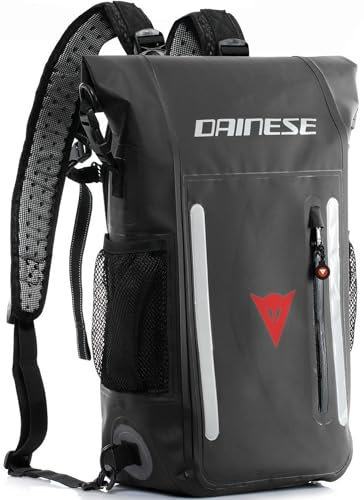 Dainese - Explorer Rucksack WP, wasserdichtes PVC, atmungsaktiver Rücken, verstellbare Schultergurte, wasserabweisende Taschen, reflektierende Details, Outdoor & Motorrad, 15 L, Schwarz
