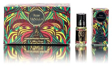 Parfum AYAT PERFUMES Parfums Halal & Végan 3 ml 100% Senteur Arabian Huile Pour les Hommes et Femmes 3 ml x 12 PCS (Rose Vanilla)