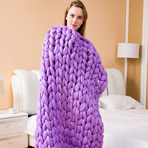 EndyAk Gemütliche gestrickte Gewichtsdecke mit Garnfüllung – handgefertigter, grob gestrickter Bettüberwurf für die Inneneinrichtung