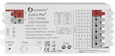 GLEDOPTO ZigBee Controller Steuergerät LED Stripe einfarbig, CCT Warmweiß Kaltweiß, RGB RGBW RGBWW RGB+CCT Kompatibel mit Philips Hue*, Amazon Echo, Homey (Pro+ 5in1)