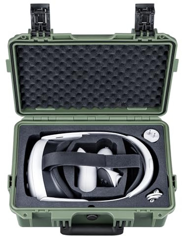 Lykus Titan OQ200 Wasserdicht Tasche Koffer Case (Grün) für Quest 3S/Quest 3/Quest 2, passend für das offizielle Elite-Riemen, besserer Schutz [NUR Koffer]