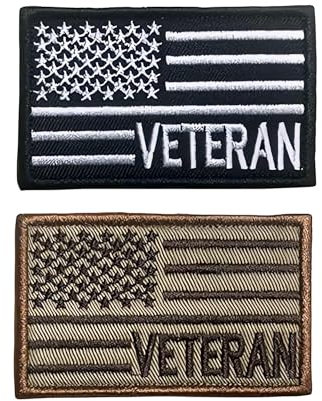 2 Stück Tactical USA US Amerikanische Flagge Veteran Patch, Moral Patch, Militär Patch, Haken und Schlaufe, US Army Navy Air Force Küstenwache Veteran Militär Applikation Embleme Abzeichen Patch