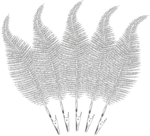 Suloli Silver Feather Christmas Tree Decorations - 10PCS Clip On, Silver Feathers