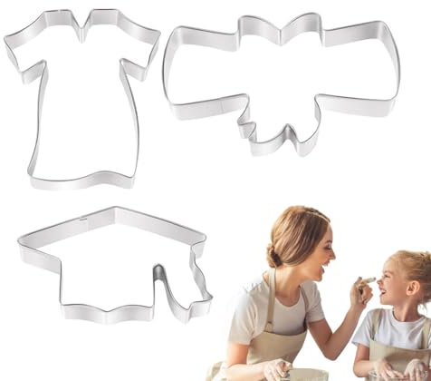 Grad Cookie 2024 | Keksform Hut und Abschlusskleid | Keksformen für die Abschlussfeier, Teigschneider