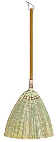 Asian Broom 46 inch - Straw Soft Broom - Long Handle Broomstick for Cleaning, Decoration, Wedding-Natural Whisk Broom for House, Garage, Office,Kitchen - Indoor Grass Broom