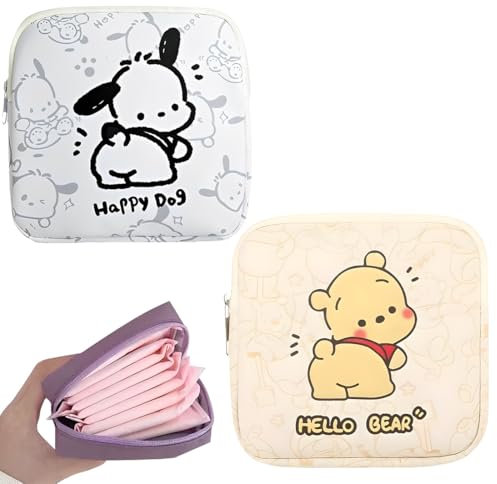 WBZOWRB 2 Stück Binden Aufbewahrung, 12 * 12 * 5Cm Perioden Tasche, Aufbewahrungstasche Für Damenbinden, Tragbare Menstruationstasse Tamponhalter Menstruationstasche Für Erste Periode Mädchen(2Form)